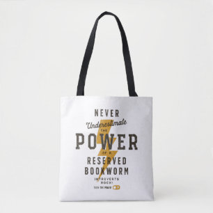 Onderschat nooit de Boekenworm Power Tote Bag