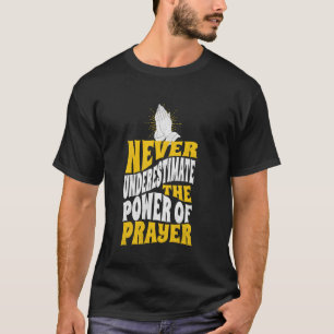 Onderschat nooit de kracht van biddende handen Kat T-shirt