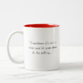 "Onderschat nooit de kracht van de dress!" Tweekleurige Koffiemok (Links)