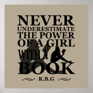 Onderschat nooit de kracht van een meisje met boek poster