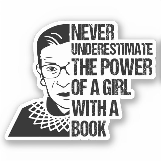Onderschat nooit de kracht van een meisje met boek sticker (Voorkant)