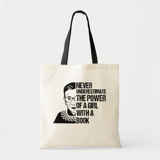 Onderschat nooit de kracht van een meisje met boek tote bag (Voorkant)