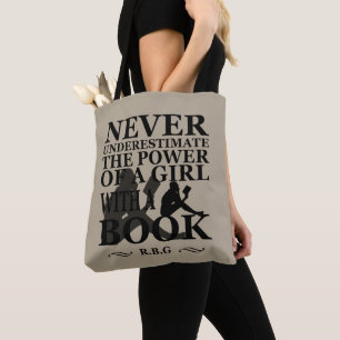 Onderschat nooit de kracht van een meisje met boek tote bag