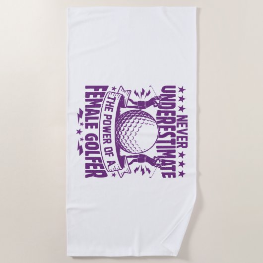 Onderschat nooit de kracht van een vrouw golfer strandlaken (Voorkant)