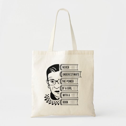 Onderschat nooit de kracht van meisjes met boek tote bag (Voorkant)