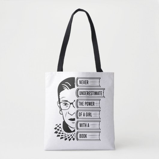 Onderschat nooit de kracht van meisjes met boek tote bag (Voorkant)