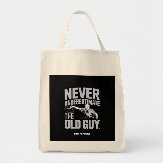 Onderschat nooit de oude man Funny Disk Golf Tote Bag (Voorkant)