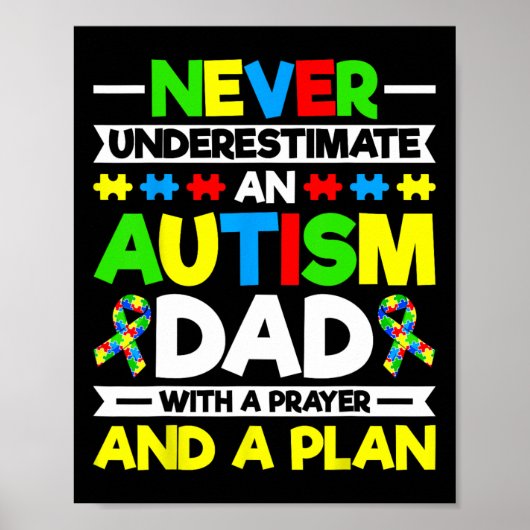 Onderschat nooit een autisme vader - autisme Aware Poster (Voorkant)