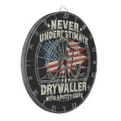 Onderschat nooit een drywaller met een stopmes dartbord (Voorkant Links)