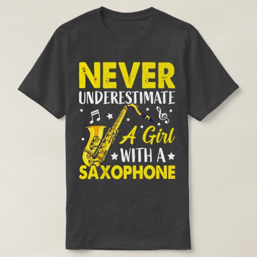 Onderschat nooit een L met een saXOPHONE 6 T-shirt (Design voorkant)