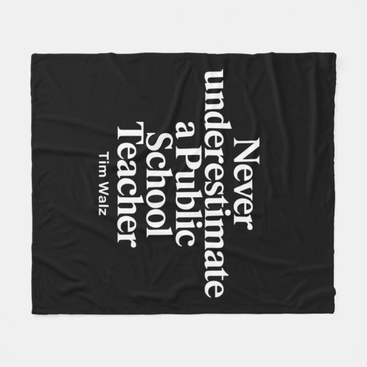 Onderschat nooit een leraar van een openbare schoo fleece deken (Voorkant (Horizontaal))