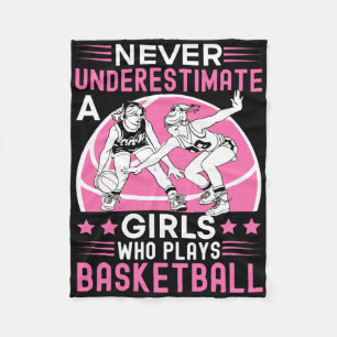 Onderschat nooit een meisje dat basketbal speelt fleece deken