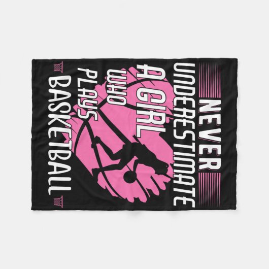Onderschat nooit een meisje dat bysketbyll speelt fleece deken (Voorkant (Horizontaal))