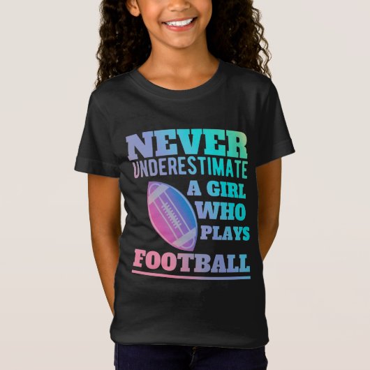 Onderschat nooit een meisje dat football shir spee t-shirt (Voorkant)