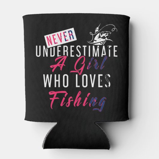 Onderschat nooit een meisje dat houdt van Fishe Vi Blikjeskoeler (Achterkant)
