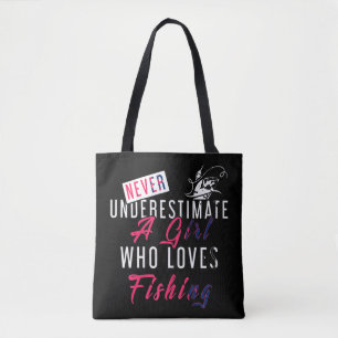 Onderschat nooit een meisje dat houdt van Fishe Vi Tote Bag