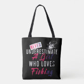 Onderschat nooit een meisje dat houdt van Fishe Vi Tote Bag (Achterkant)