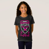 Onderschat nooit een meisje dat softball roze spee t-shirt (Voorkant volledig)