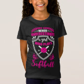 Onderschat nooit een meisje dat softball roze spee t-shirt (Voorkant)