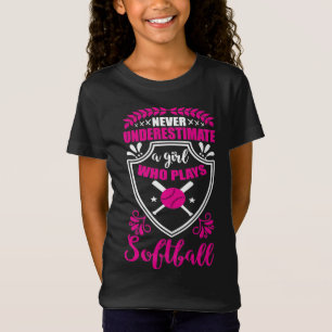 Onderschat nooit een meisje dat softball roze spee t-shirt