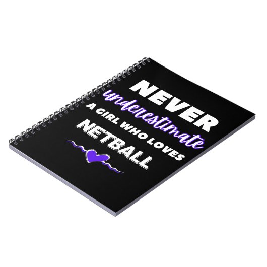 Onderschat nooit een meisje dat van netball houdt notitieboek (Linkerzijde)