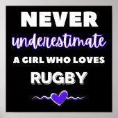 Onderschat nooit een meisje dat van rugby houdt poster (Voorkant)
