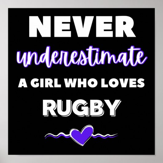 Onderschat nooit een meisje dat van rugby houdt poster (Voorkant)