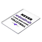 Onderschat nooit een meisje dat van volleybal houd notitieboek (Linkerzijde)
