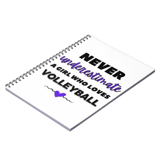 Onderschat nooit een meisje dat van volleybal houd notitieboek (Linkerzijde)