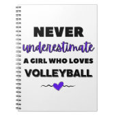 Onderschat nooit een meisje dat van volleybal houd notitieboek (Voorkant)