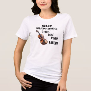 Onderschat Nooit Een Meisje Dat Viool Speelt Tri-Blend Shirt