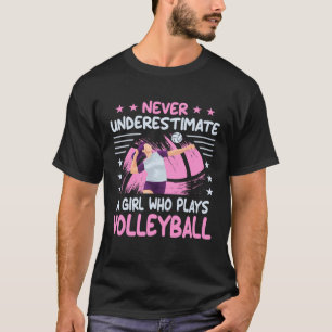 Onderschat nooit een meisje dat volleybal vB speel T-shirt