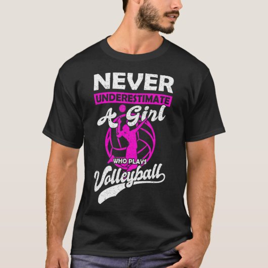 Onderschat nooit een meisje dat Volleyball Gi spee T-shirt (Voorkant)
