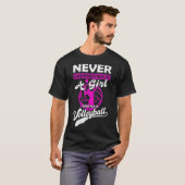 Onderschat nooit een meisje dat Volleyball Gi spee T-shirt (Voorkant volledig)