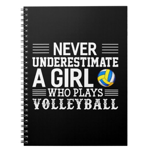 Onderschat nooit een meisje dat volleyball video s notitieboek (Voorkant)