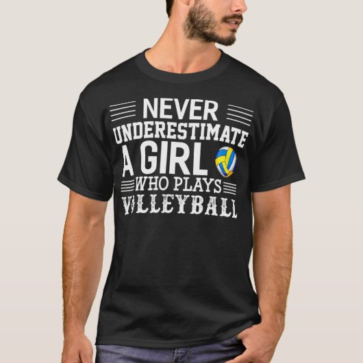 Onderschat nooit een meisje dat volleyball video s t-shirt (Voorkant)