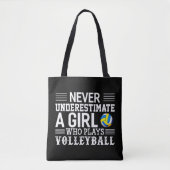 Onderschat nooit een meisje dat volleyball video s tote bag (Voorkant)