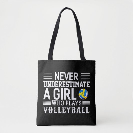 Onderschat nooit een meisje dat volleyball video s tote bag (Voorkant)