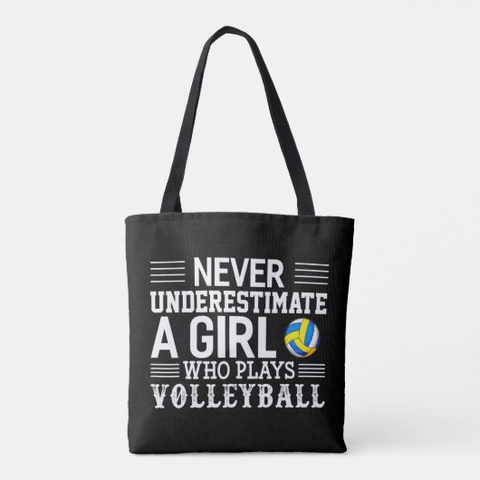 Onderschat nooit een meisje dat volleyball video s tote bag (Achterkant)