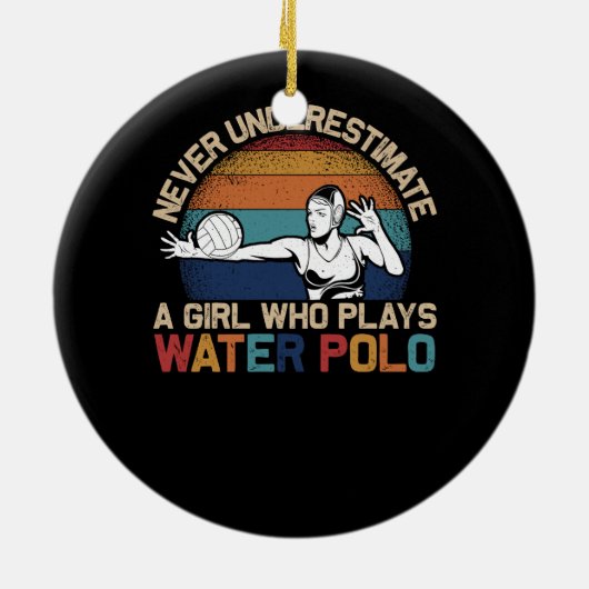 Onderschat nooit een meisje dat waterpolo atletiek keramisch ornament (Achterkant)