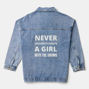 Onderschat nooit een meisje met de drums denim jacket