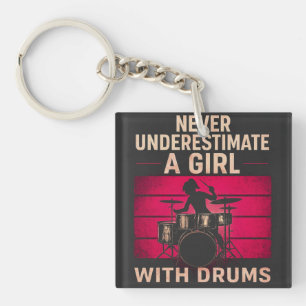Onderschat nooit een meisje met drums, Retro vrouw Sleutelhanger