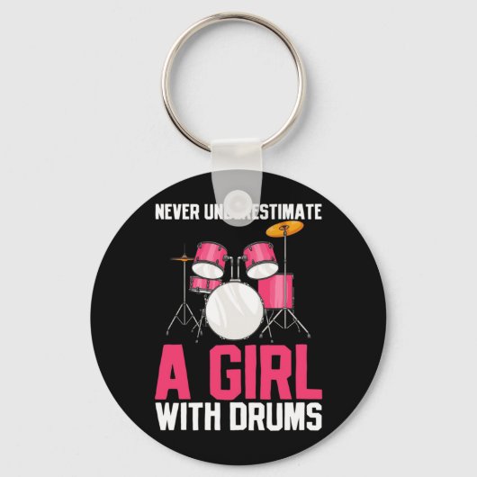 Onderschat nooit een meisje met drums sleutelhanger (Voorkant)