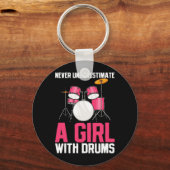 Onderschat nooit een meisje met drums sleutelhanger (Voorkant)