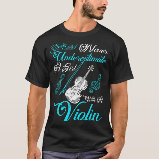 Onderschat nooit een meisje met een Violin Gift T-shirt (Voorkant)