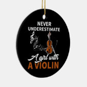 Onderschat nooit een meisje met een viool keramisch ornament (Rechts)