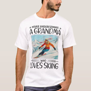 Onderschat nooit een oma die van skiën houdt t-shirt