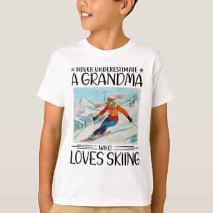 Onderschat nooit een oma die van skiën houdt t-shirt
