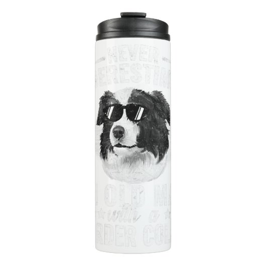 Onderschat nooit een oud Man met BCollie Dog T Thermosbeker (Voorkant)