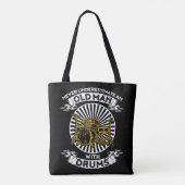 Onderschat nooit een oud Man met drums-shirt Tote Bag (Achterkant)